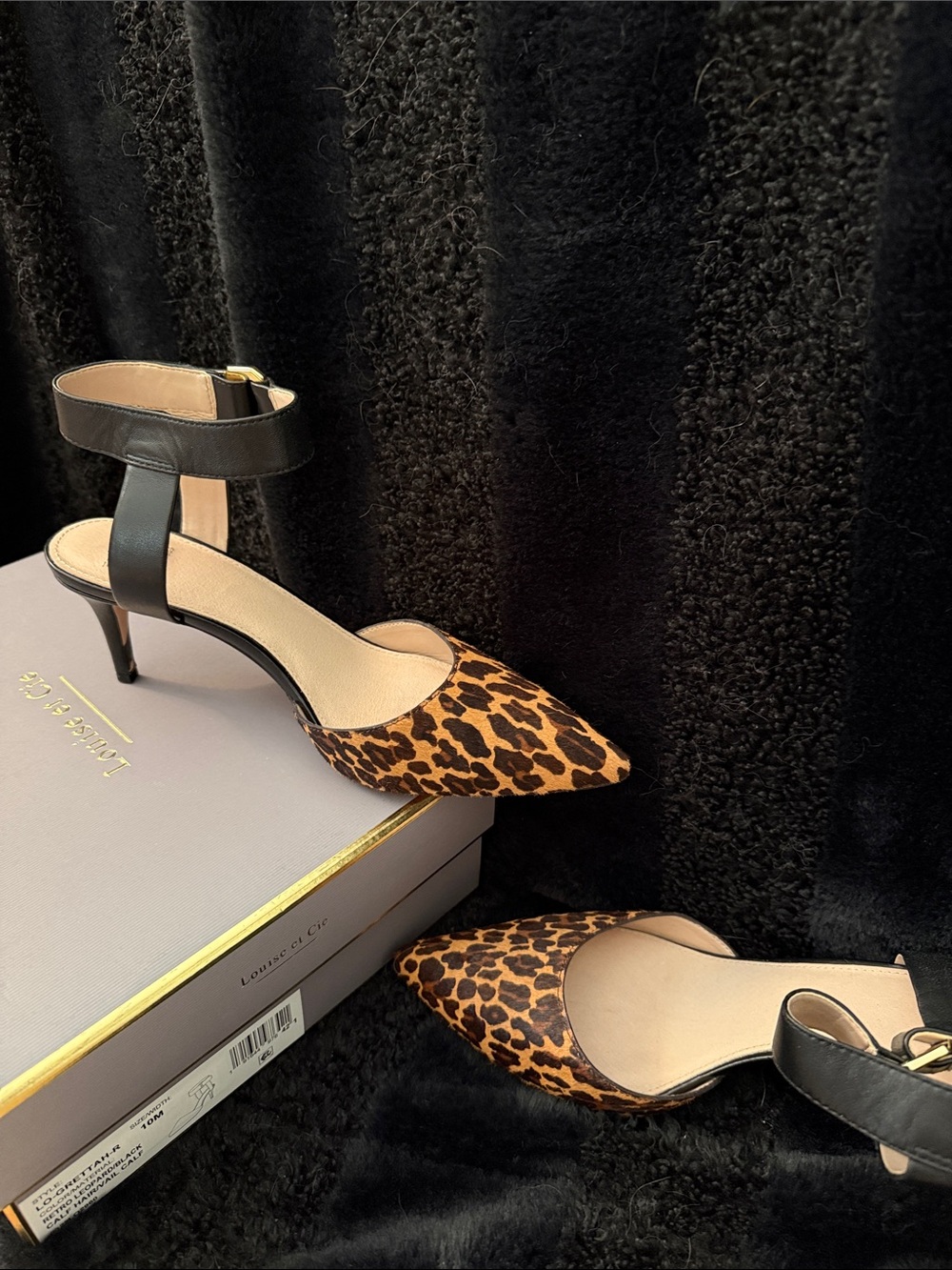 Louise et Cie Leopard Print Pointed-Toe Ankle-Strap Pumps - Brown/Black